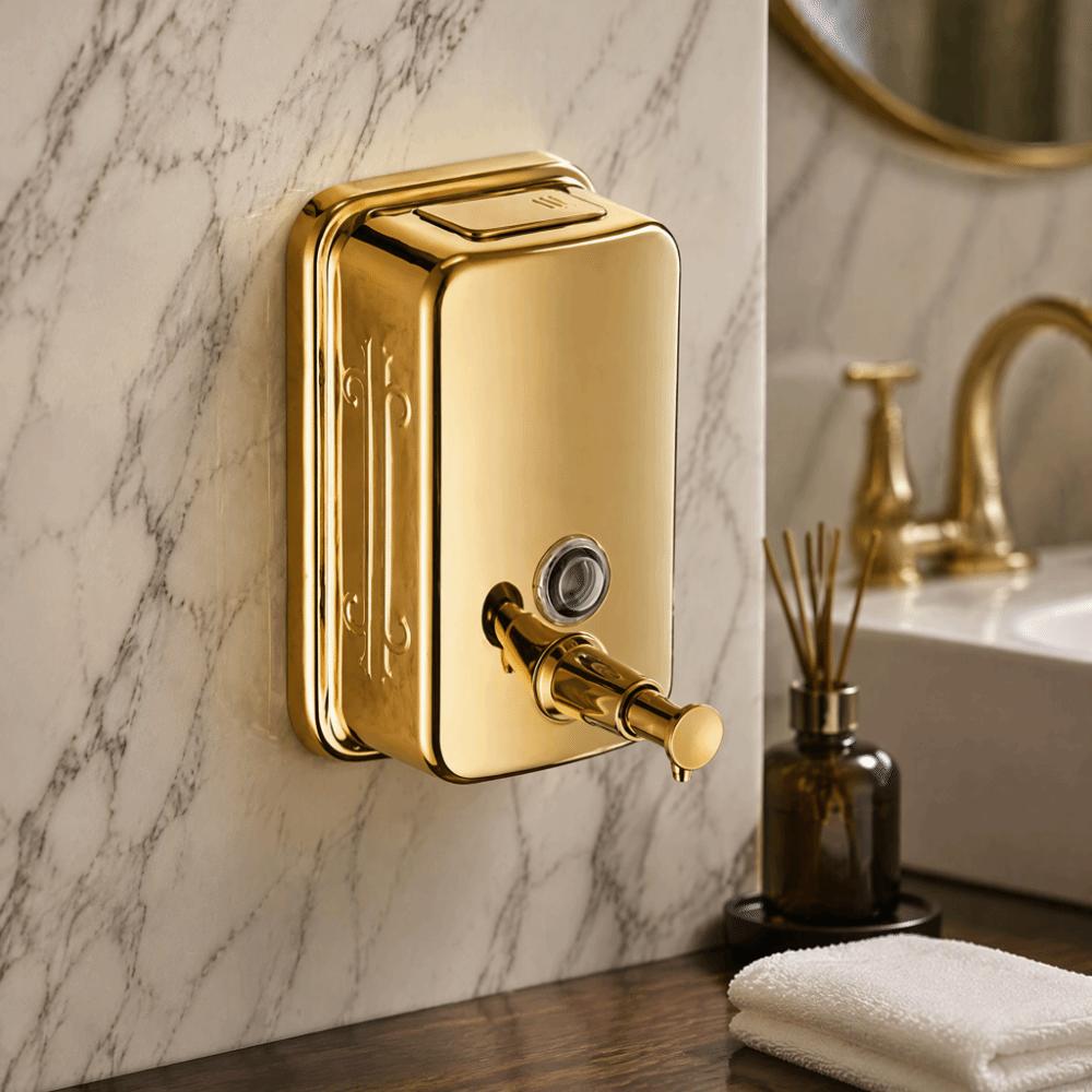 Stainless Steel Soap Dispenser Gold Liquid Soap Dispenser Manual Soap Dispenser Space Saving