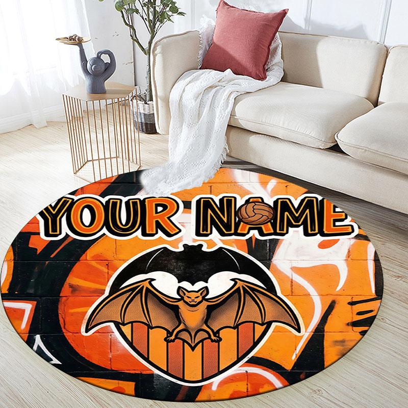 Custom Name,Valencia CF pattern round rug,Carpet Rug for Living Room Bedroom Playroom ,Non-slip Floor Mat,Holiday Gifts and Birthday Gifts.