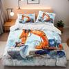Kids Single Duvet Cover Set for Boys, Cartoon Car Tractor Excavator Bedding for Teenage Boy, Equipment Trucks Quilt Cover set