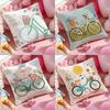 Country Flower Bicycle Pillow Case Antidustmite Pillowcase Invisible Zipper Silky Short Plush Sofa Cushion Cover