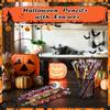 48 Pieces Halloween Pencils with Eraser Assortment Halloween Themed Pencil Ghost Pumpkin Skeleton Bat Spider Wooden Pencils for Halloween Party Favor