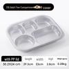 Jiyoushi 316 Stainless Steel 5-Compartment Deepened Meal Tray with PP Lid