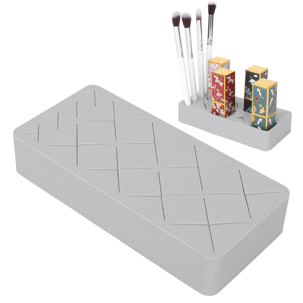 12 Slot Lipstick Holder Silicone Makeup Cosmetic Display Stand for Nail Polish Eyebrow Pencil