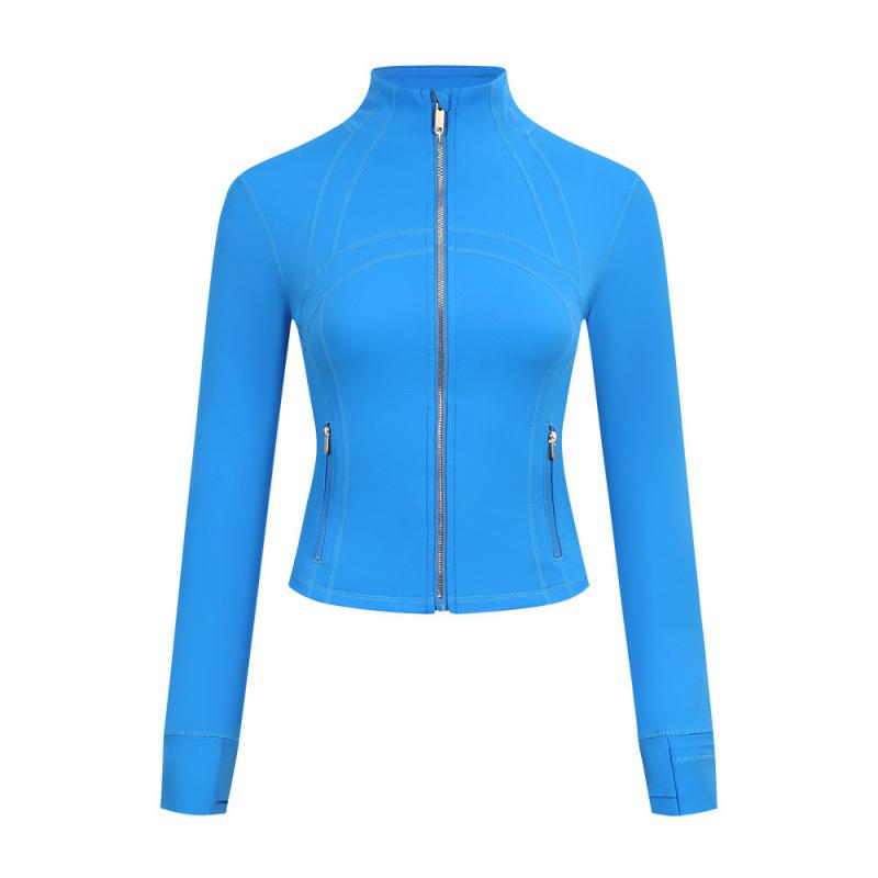 Lulu Logo Slim-Fit Ladies' Stand-Collar Jacket with Gold Zipper, Long-Sleeved Sports Fitness Outerwear