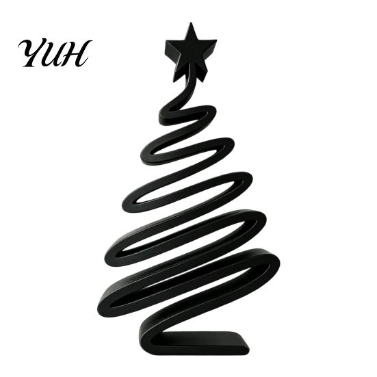 Indoor Outdoor Festive Display 3D Printed Minimalist Christmas Tree Desktop Ornament, Modern Holiday Table Living Room Accents Sign for Bedroom