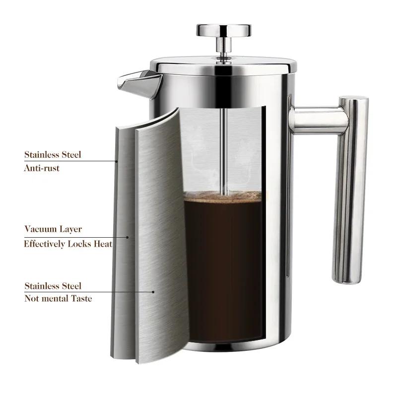 High Quality Double - Wall Insulated 1000ml Coffee Tea Maker Pot French Press Espresso Coffee Machine