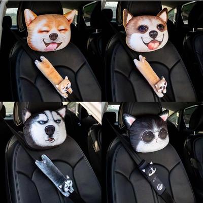 1PC personalizzato creativo auto cartone animato carino cintura di sicurezza copertura della spalla 3D Husky gatto e cuscino per il collo del cane