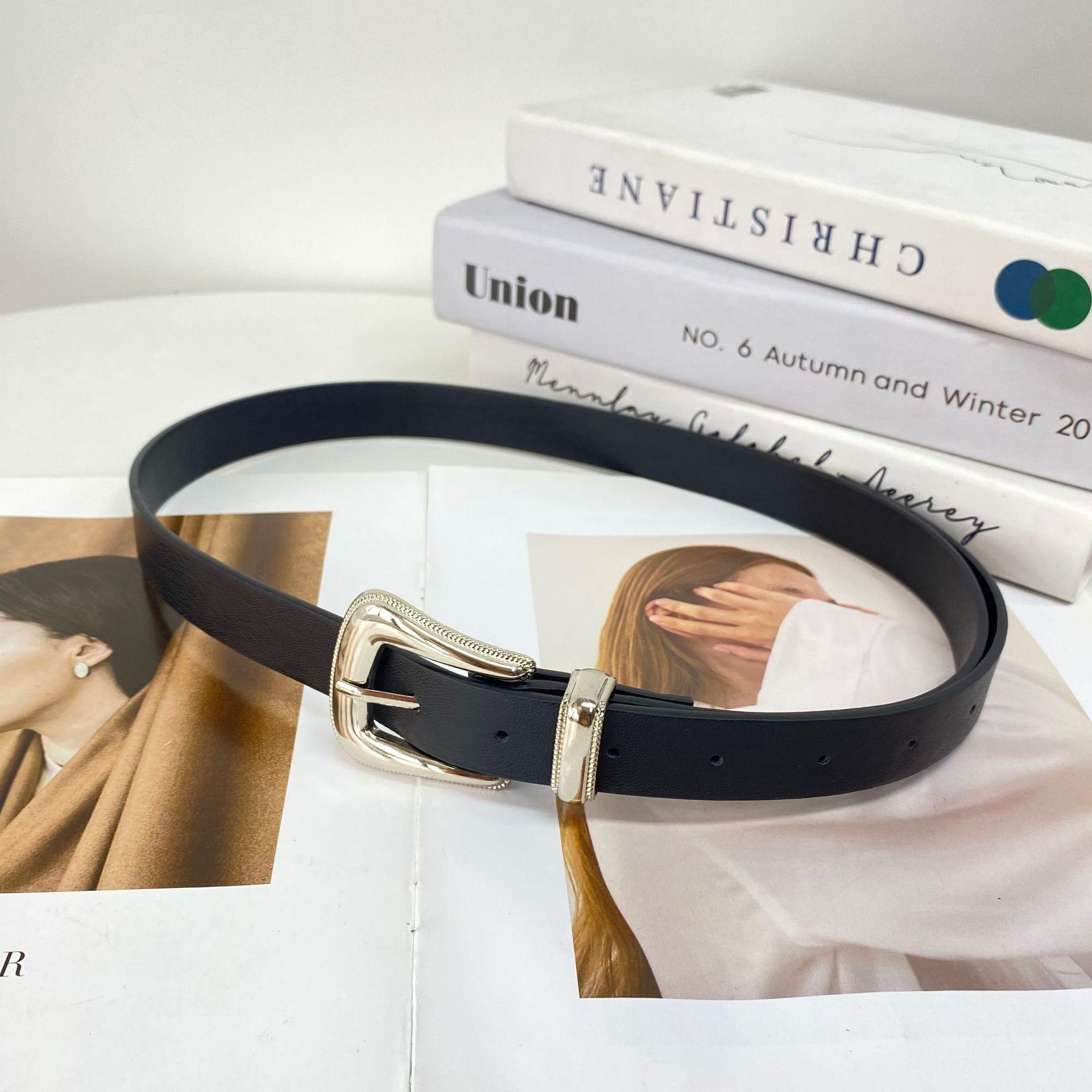 

Simple Retro Metal Pin Buckle Thin Belt Accessories Niche Women S Premium Belt 105cm