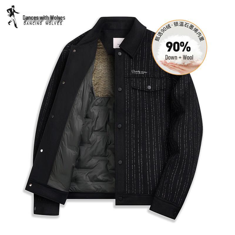 

Мужская куртка Dancing with Wolves из смесовой шерсти в полоску с графеном XL