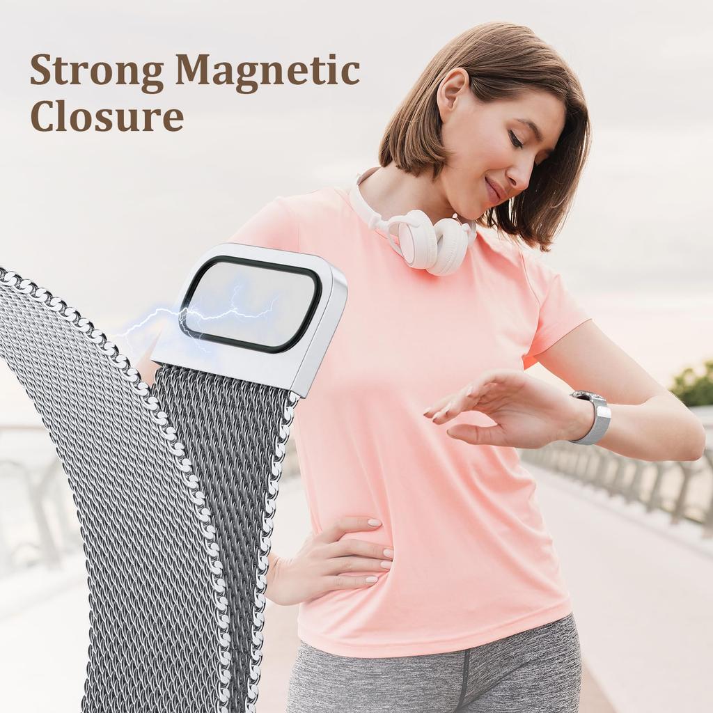 Watch Band For Apple Watch Series 10 Ultra 9 8 7 SE 6 5 4 3 2 1 46mm 49mm 45mm 44mm 42mm DC-Shape Rhinestones Magnetic Stainless Steel Strap