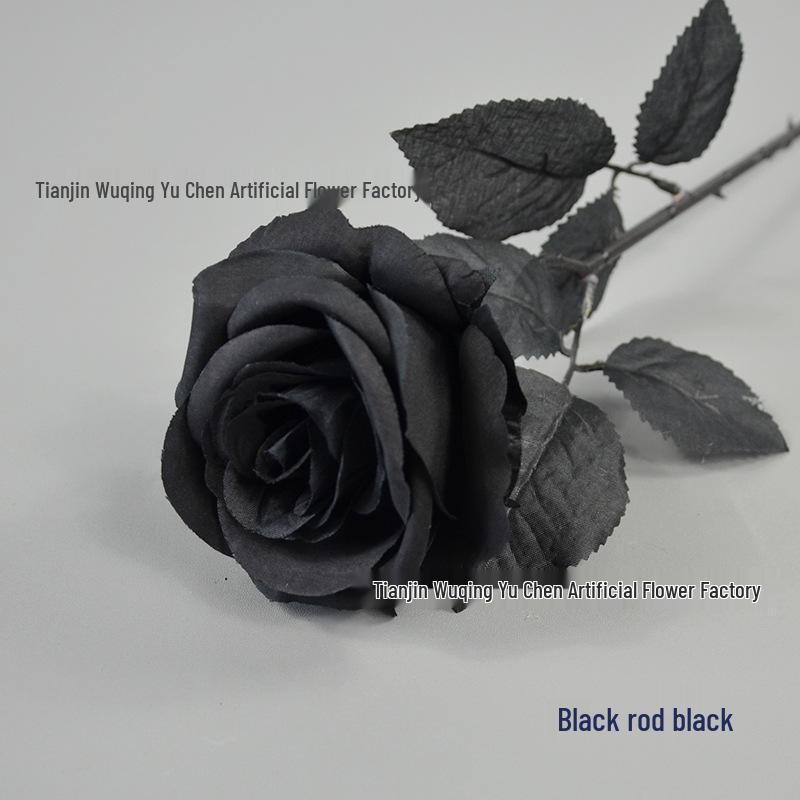 Black Gold Silk Rose Decoration - Single Stem, Hot Selling, Bar Decor