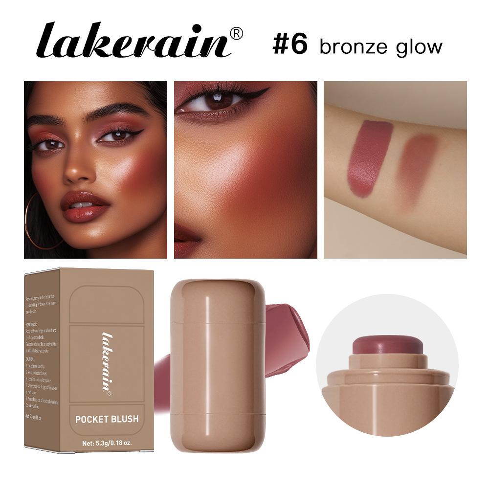 Lakerain Multi-Use Color Stick 6 Shades Creamy Lip and Cheek Balm Natural Dewy Face Blush Tint Long Lasting Hydrating Makeup Cosmetic for Women