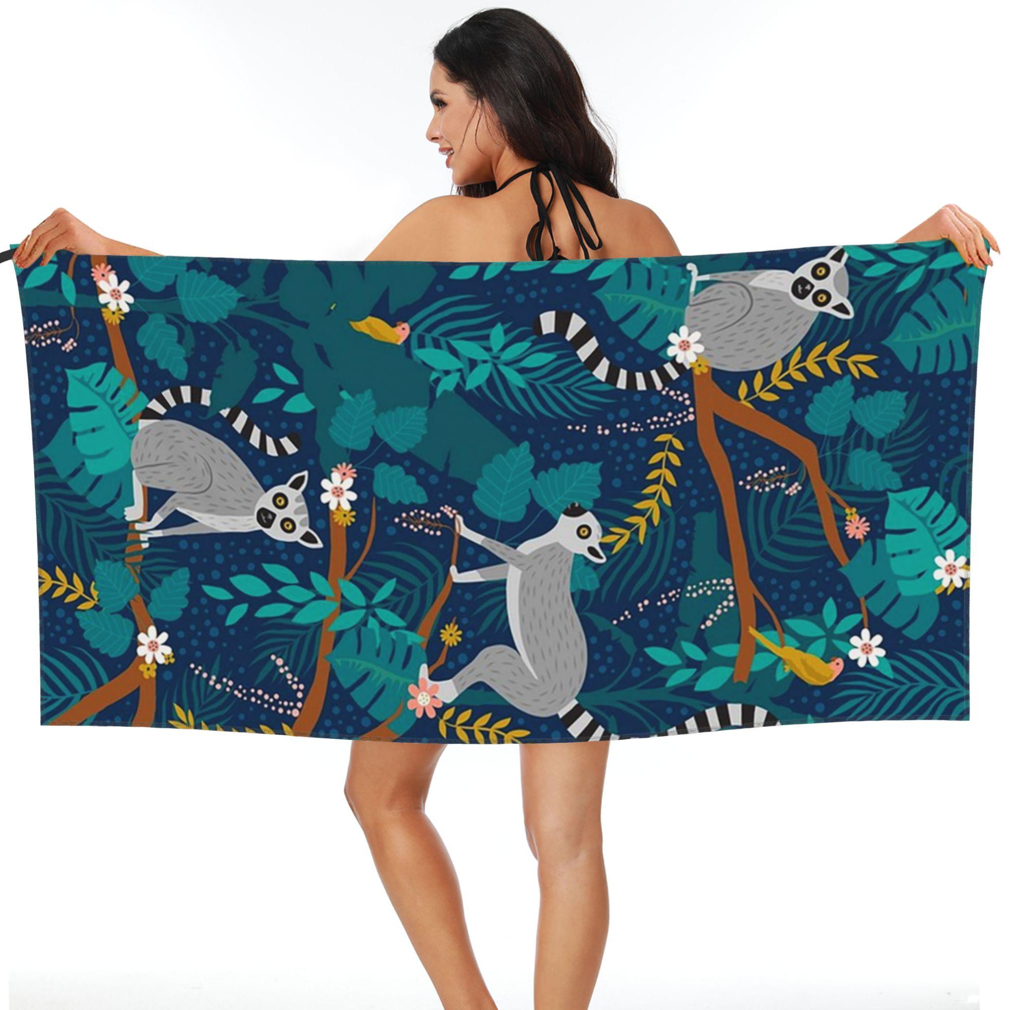 Jmg Household Supplies Blue Lemurs In A Jungle Beach Towel Soft Microfiber Quick Dry Absorbent Quick Towels For Mountain Climbing