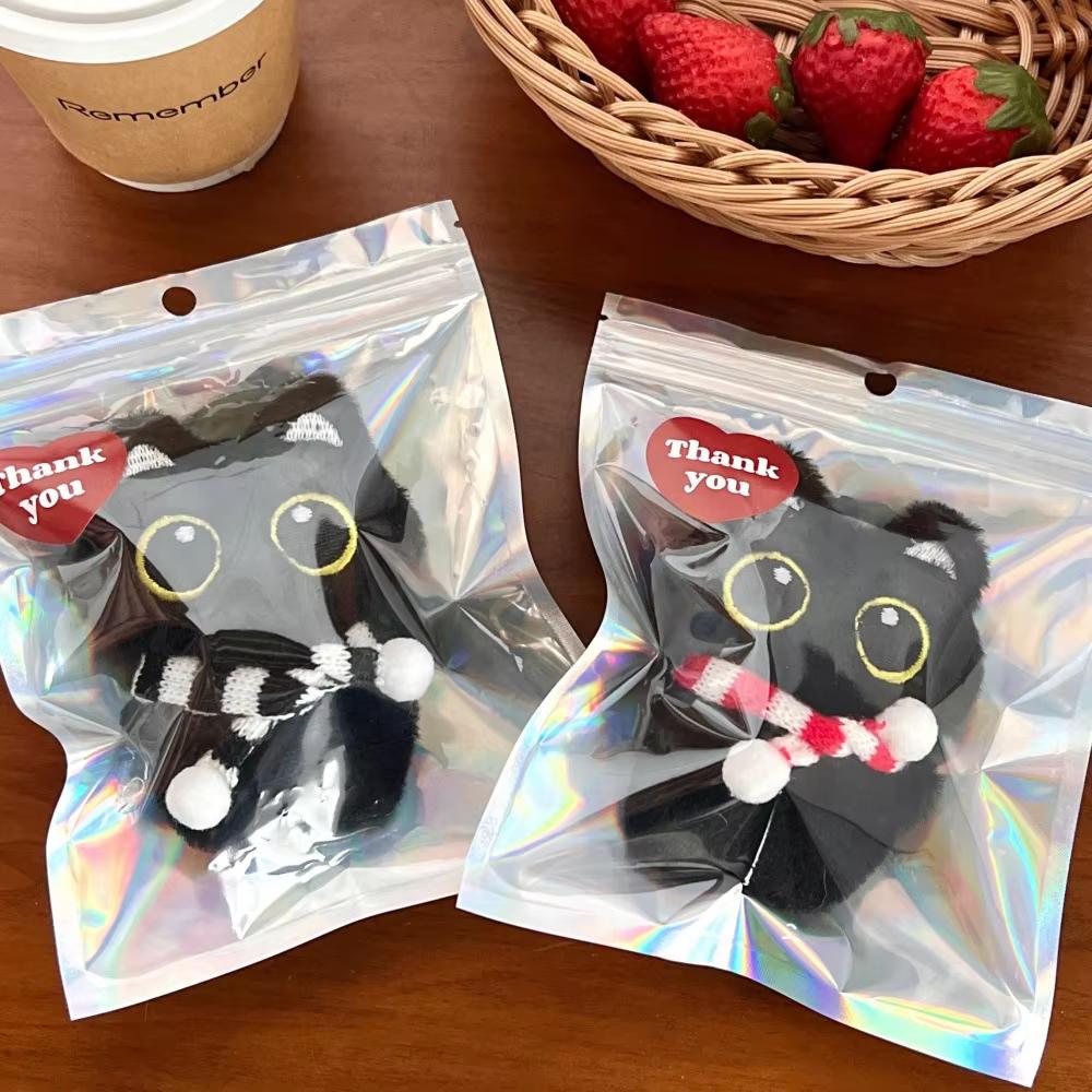 1/2 Pcs Cute Plush Little Black Cat Pendant Squeezing Pendant Backpack Keychain