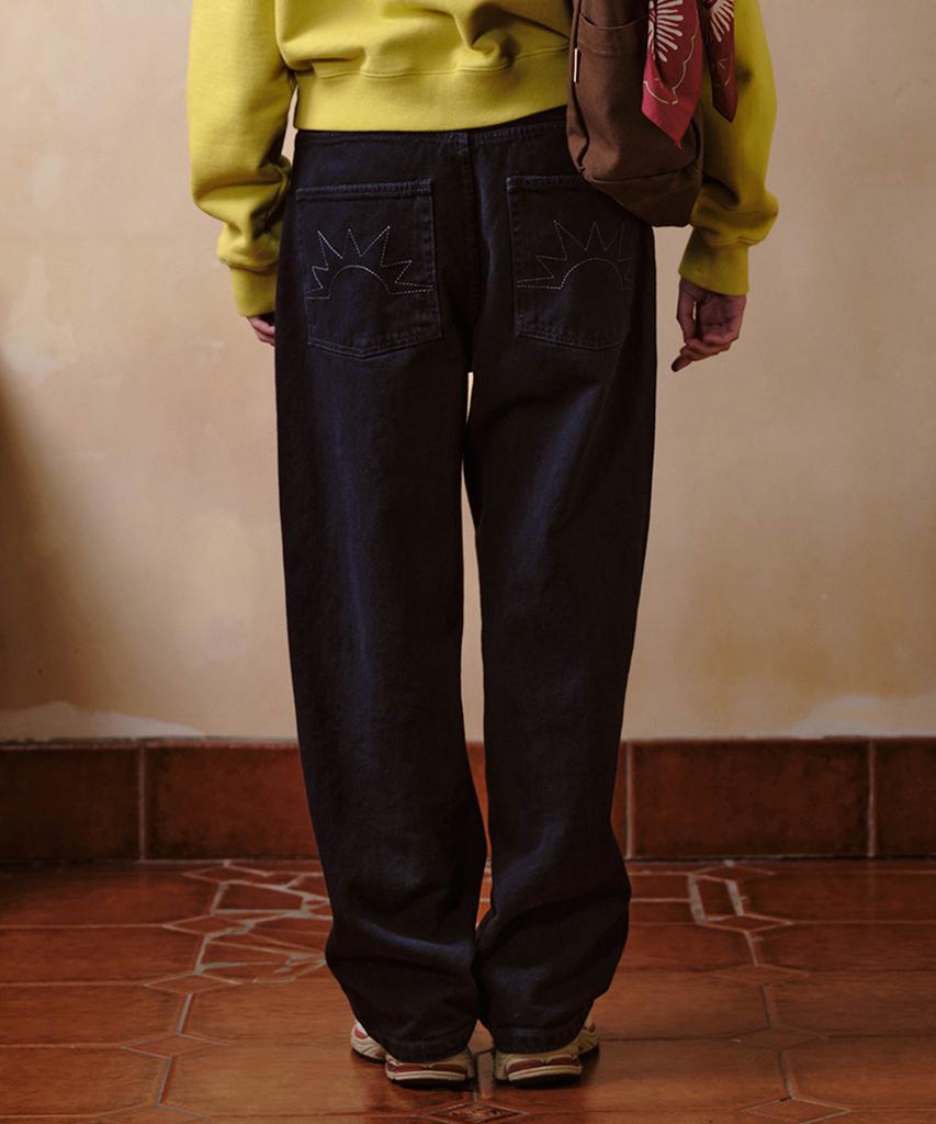 HELLO SUNRISE Washed Two Button Denim Pants_Navy