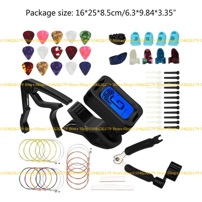 A1A2 Guitar Accessories Kits Guitar Picks & Capo & Tuner & Guitar Strings & String Bone Bridge Saddle & Bridge Pins and Nut