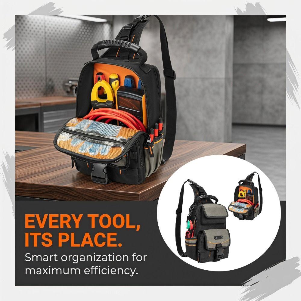 Durable HVAC Tool Organizer Zippered Tool Bag Techs Electrician Tool Pouch Technician