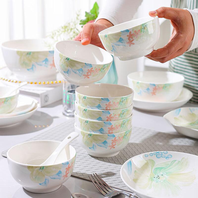 Jieyachie High-End 4.5-inch Ceramic Rice Bowl Set, 6-Pack