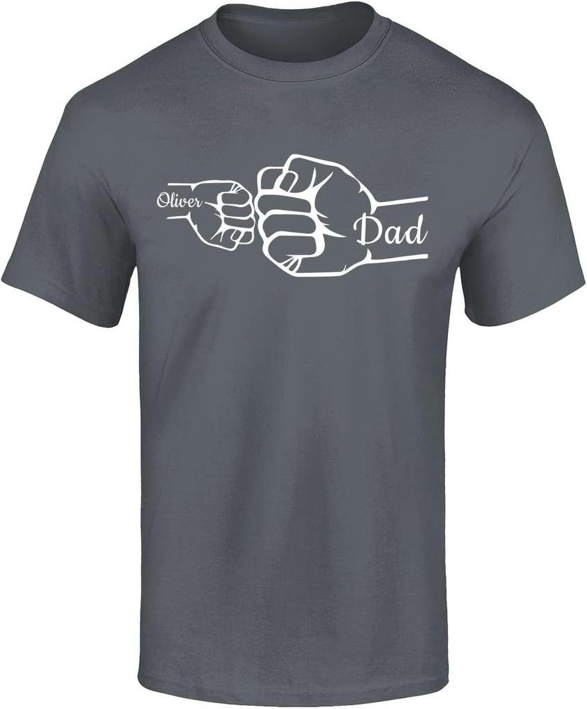 Custom Personalized Sketched Dad Fist Bump with Kids Names T-Shirt Vintage Beach Vacation Cott