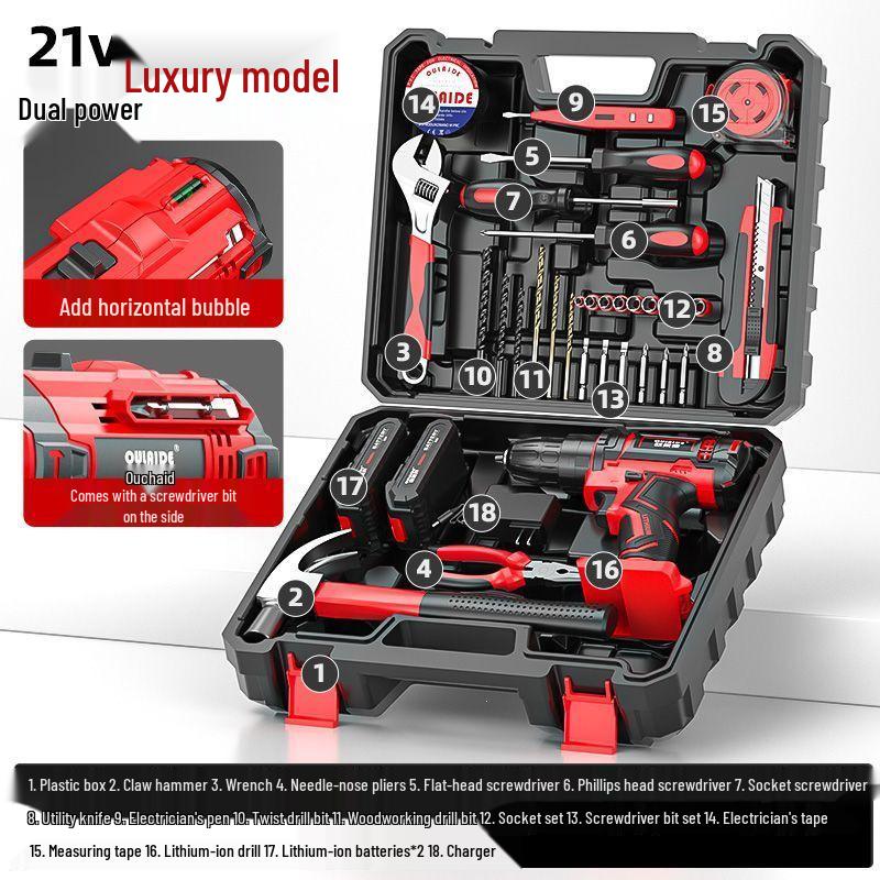 21V Multi-Purpose Electric Drill & Tool Set for Home Repair