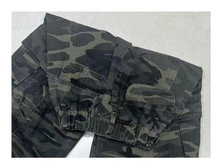 Girls' Retro Camo Waist-Tie Wide Leg Jazz Dance Cargo Pants - 2025 Autumn Fashion