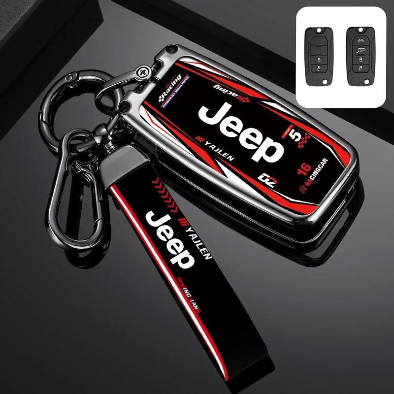 Zinc Alloy Racing Style Car Key Fob Cover for Jeep Wrangler Cherokee Compass Anti-Scratch Auto Key Case Shell Accessories AKW1
