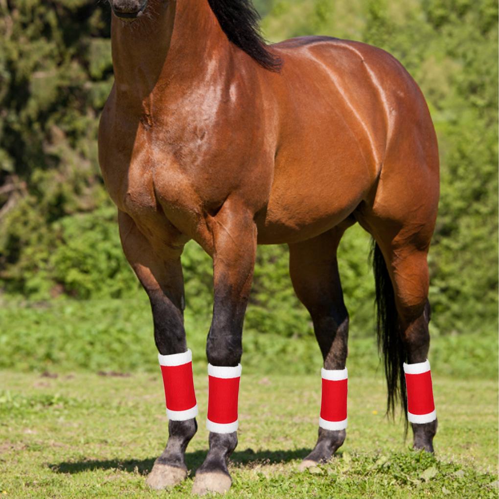 Christmas Horse Party Costume Accessoriesset 5 Pcs Santa Leg Wraps With Faux Fur Trim