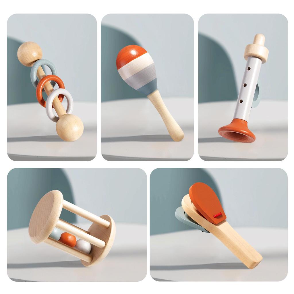 Orff Baby Wooden Hand Rattle - Infant Soothing Crib Toy for Early Education