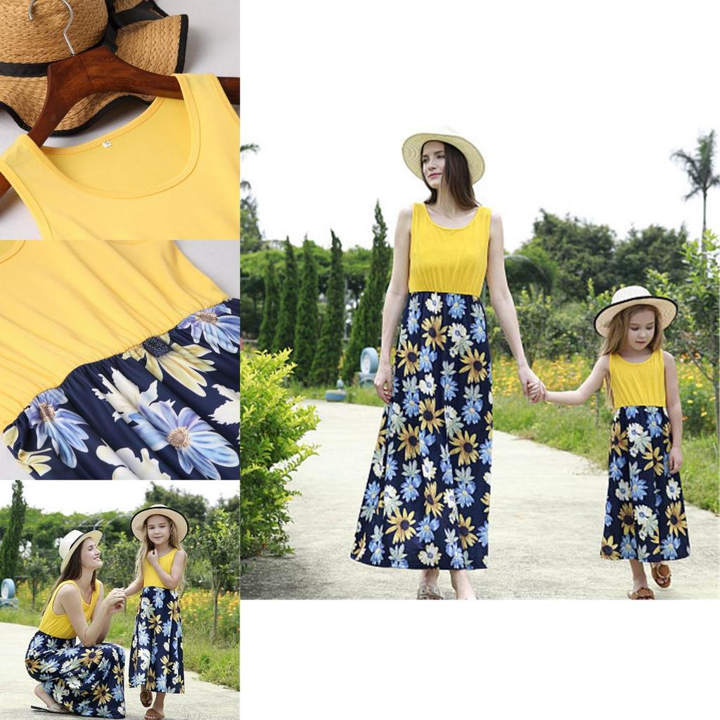 Matching Clothes Family Women Girls Mother And Daughter Floral Dresses New