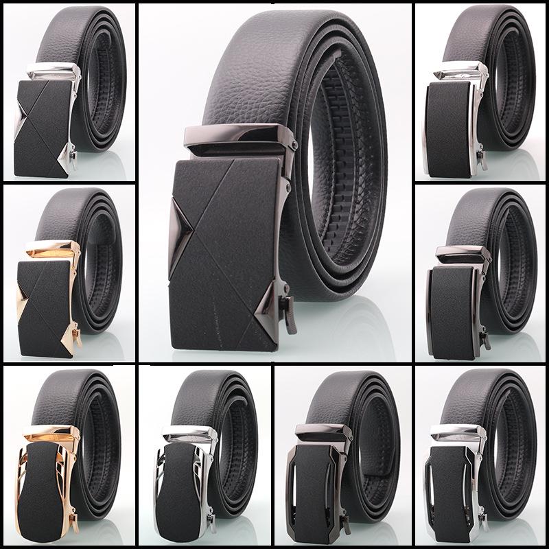 Men's Genuine Leather Belt with Frosted Automatic Buckle - Stylish Alloy Design