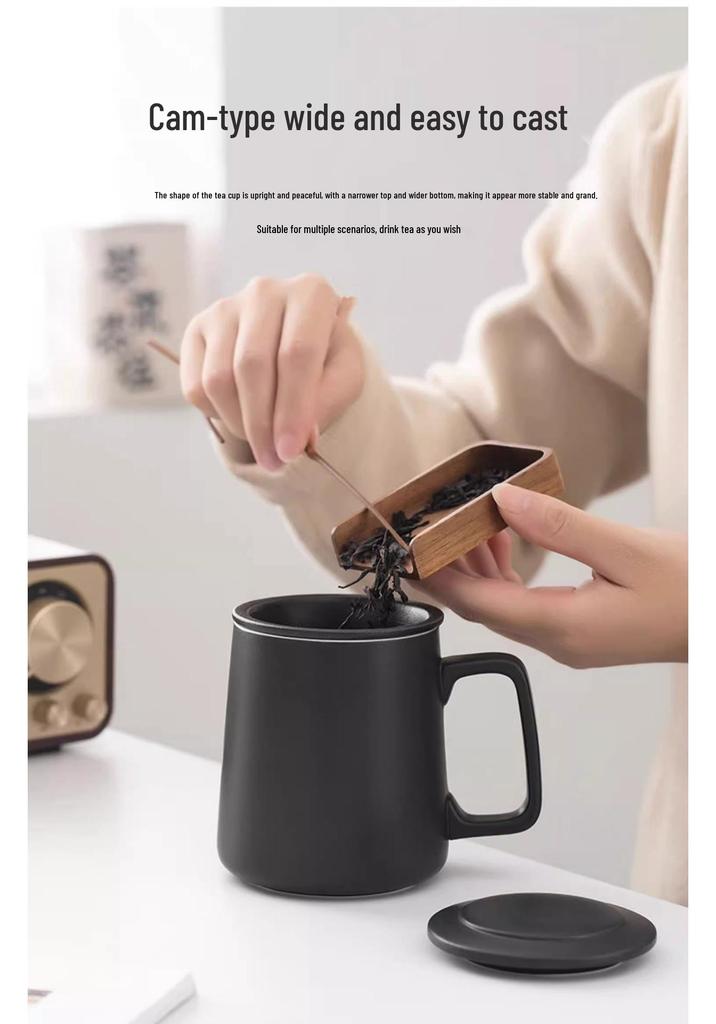 Geometric Ceramic Tea Brewing Cup with Lid and Filter