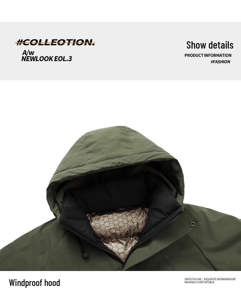 Herren Winter Graphen Baumwolle Verdickte Jacke: Plus Samt, Winddicht, Wasserdicht, Warm, Kälteschutz-Außenbekleidung für das Bergsteigen