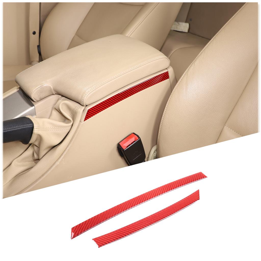Red Carbon Fiber Center Gear Shift Side Strip Trim For BMW 3 Series E90 2005-12