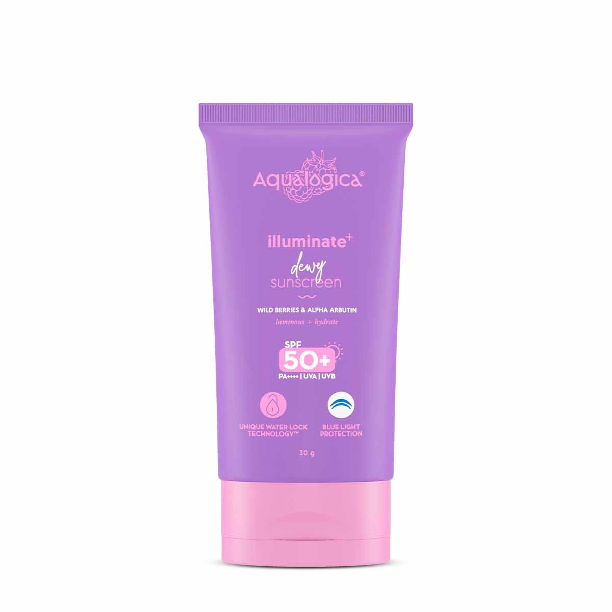 

Aqualogica Illuminate+ Dewy Sunscreen Gel SPF 50+ PA++++ 30 g | Broad Spectrum Sun Protection | Lightweight & Luminous Skin