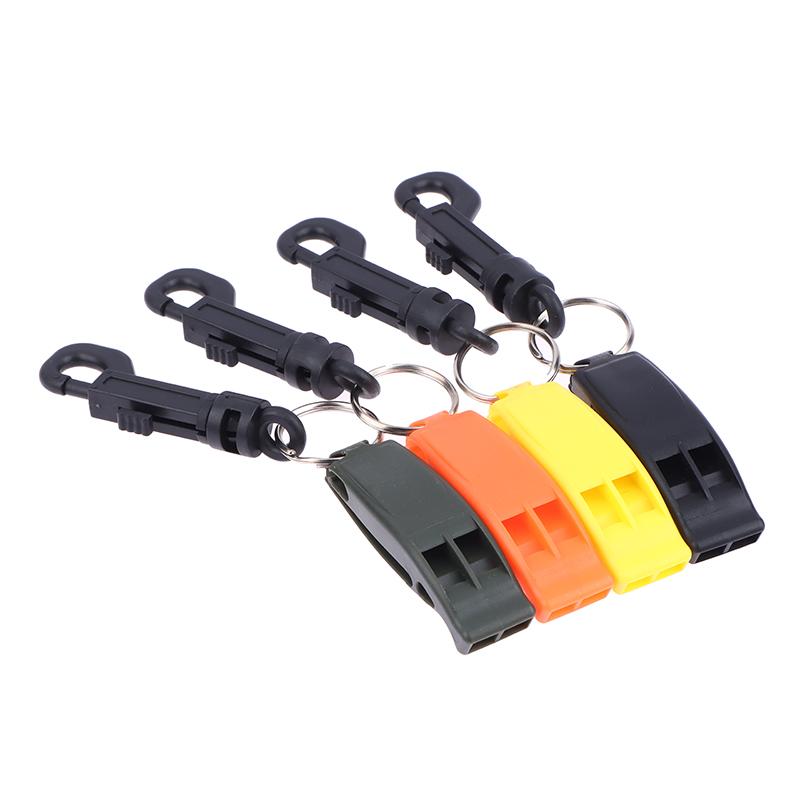 (YY)2Pcs 2026 New Plastic Emergency Whistle Safety Survival Whistle Signaling Whistle With Hook For Outdoor Camping Hiking