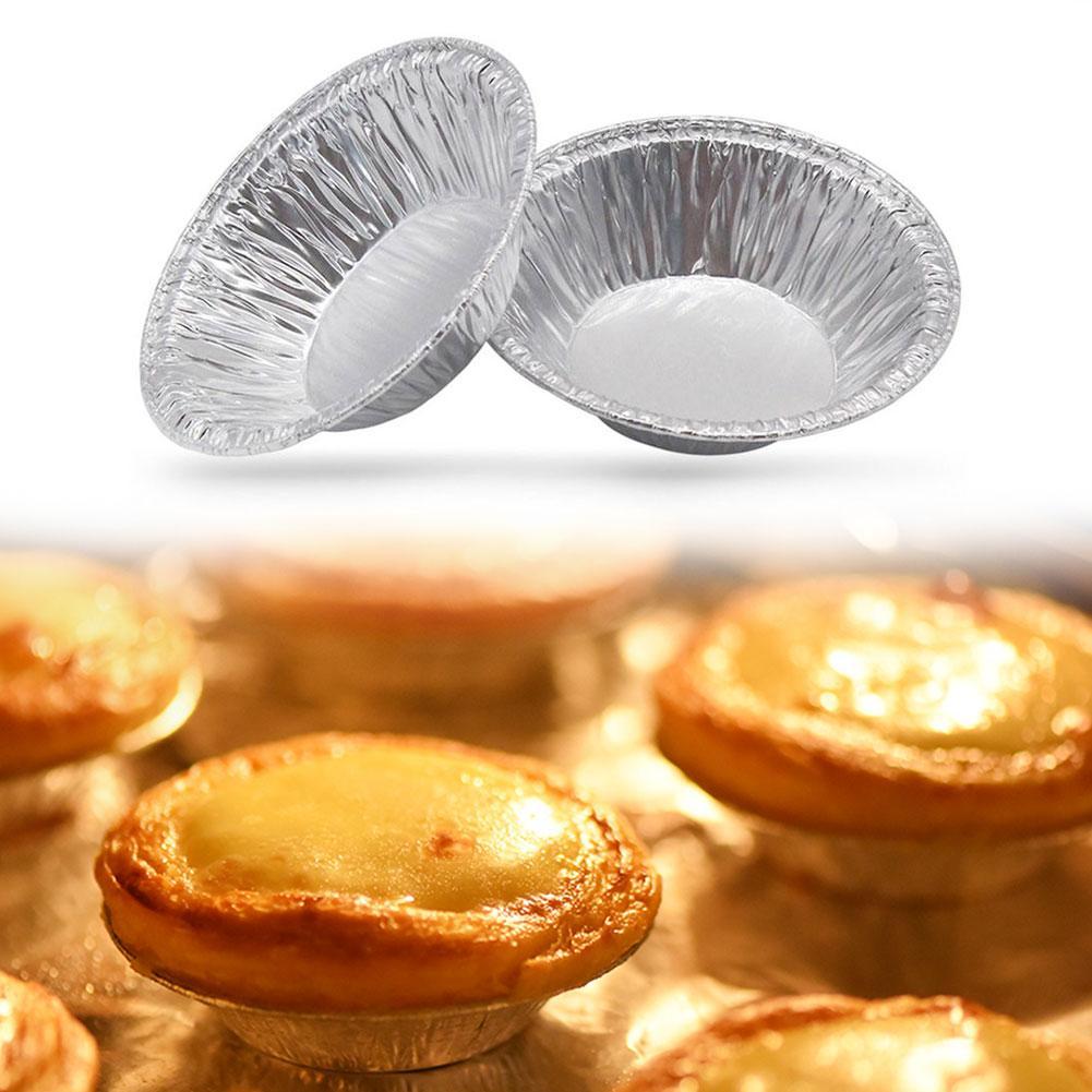 100/200Pcs Egg Tart Molds Aluminum Foil Cupcake Mold Disposable Cake Cookie Mold Mini Pot Egg Tart Molds Baking Tray Tartlets