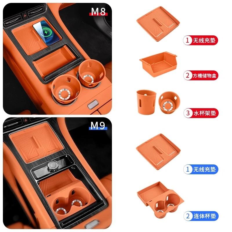 For New AITO M7 M8 M9 Central Control Silicone Cup Pad Storage Box Interior Decoration Accessories