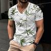 Mens V-Neck Short Sleeve T-Shirt With 3D Creative Print Breathable Cotton Blend Slim Fit Casual Tee