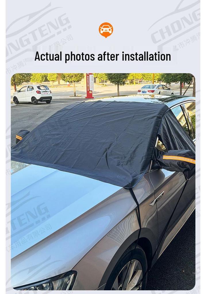 Large Three-Window Car Snow Cover - Anti-Freeze Windshield Frost Protection for Winter