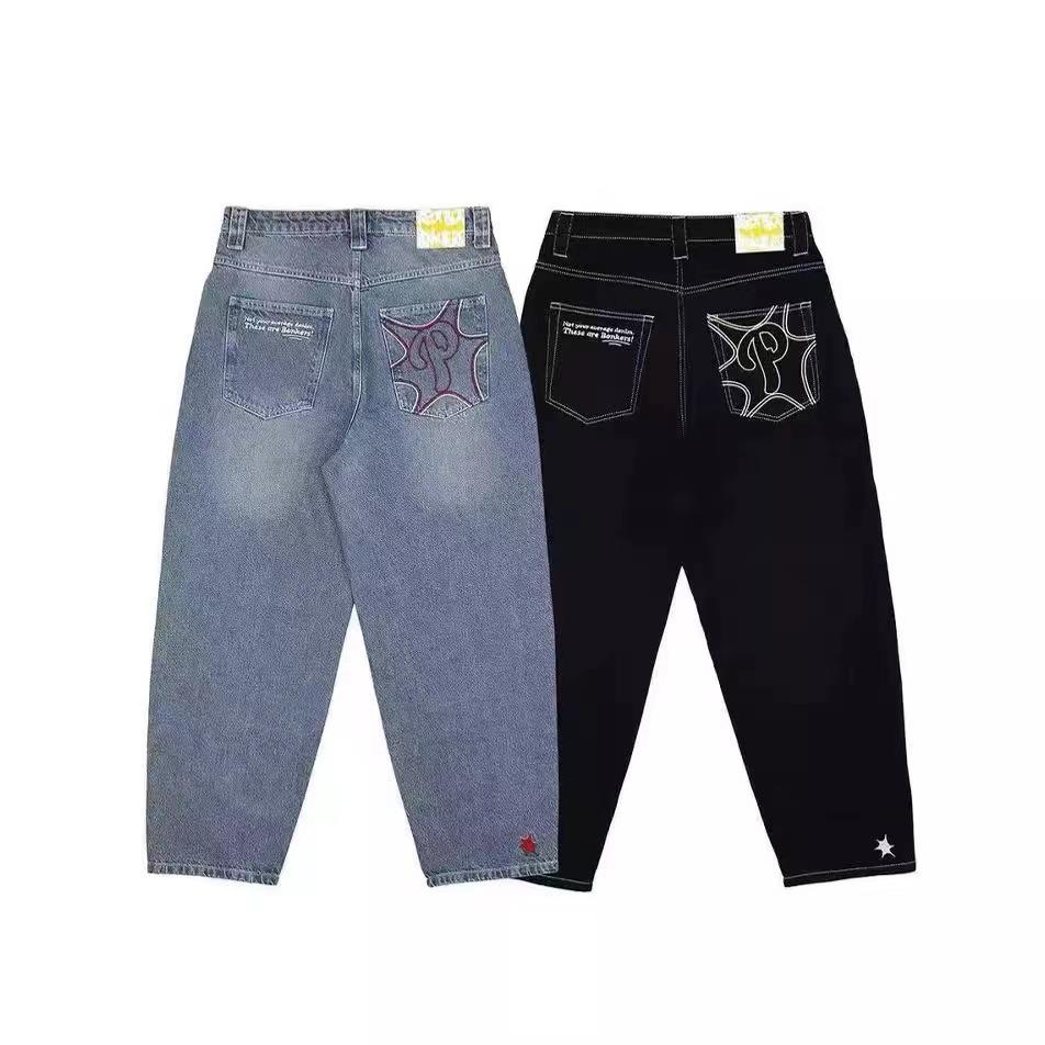 Hip Hop Printed Straight Leg Casual Denim Jeans For Men And Women