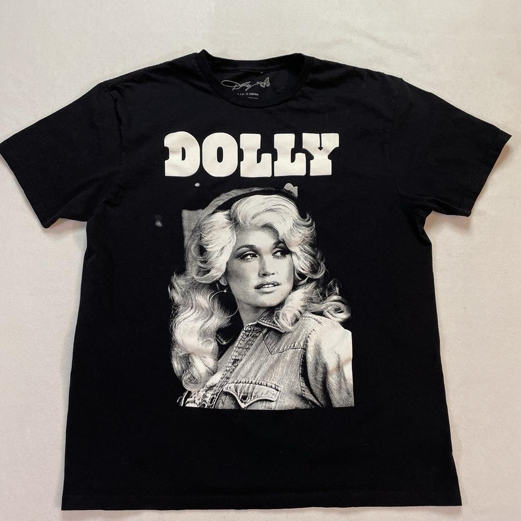 Dolly Parton T-Shirt Herren L Schwarz Kurzarm Country Musik Nashville Unisex T-Shirt