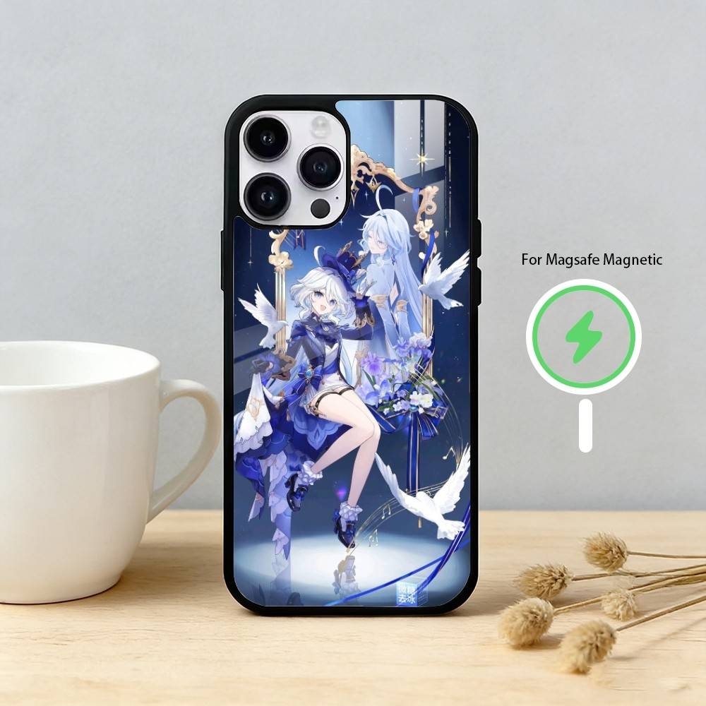 G-Genshin Impact F-Furina Phone Case For iPhone 17/16/15/14/13/12/Plus/Pro/Max for Magnetic Wireless Charging