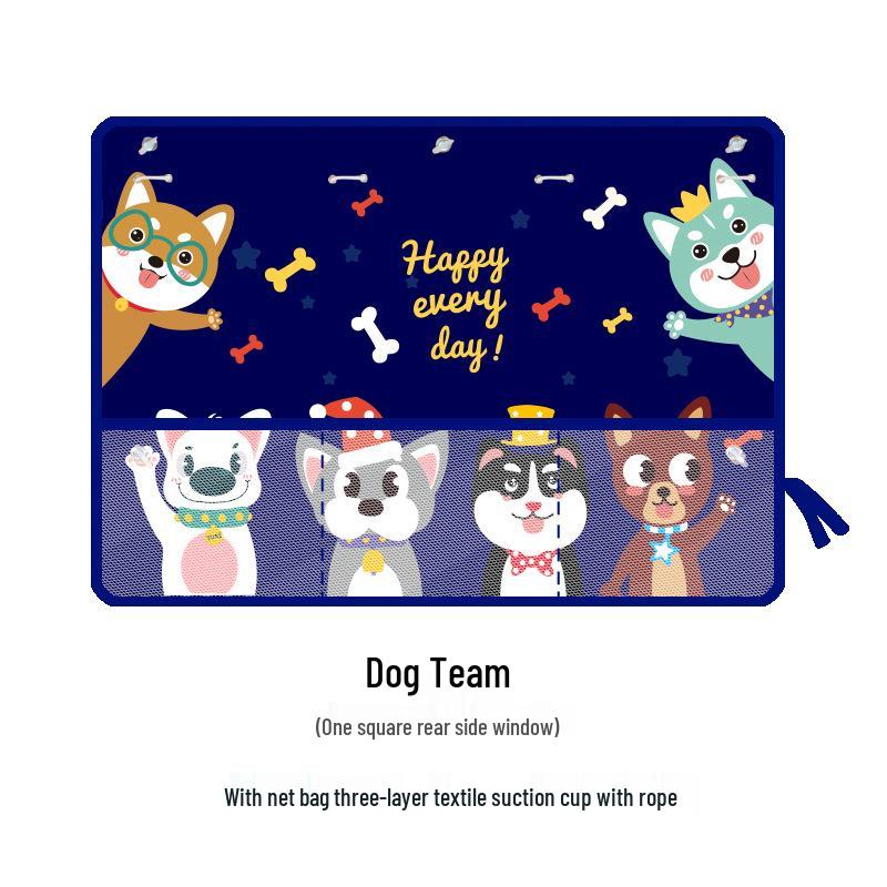 Cartoon Car Sunshade with Net Pocket – Baby Sunblock & Heat Insulation Curtain
