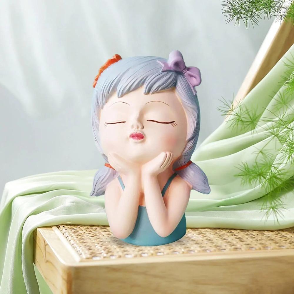 Girl Statue Face Planters Pots Cartoon Succulent Planter Pot Fairy Flowerpot Office