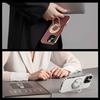 Luxury Magnetic Leatherette Bracket Phone Case For IPhone 16 15 14 13 Pro Max Magsafe Wireless Charging Hidden Stand Back Cover