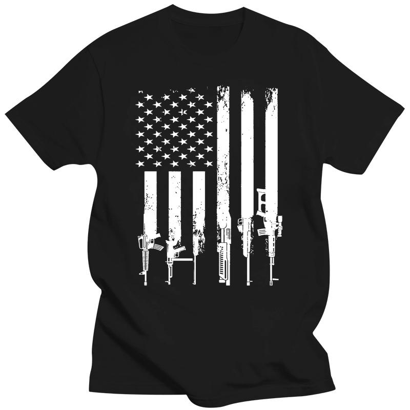 Fashion Men T-shirt America Flag Gun Usa Shirt Cool Gift Patriotic 2nd Amendment Rifle Men's T-shirt Casual Tops Graphic T Shirt