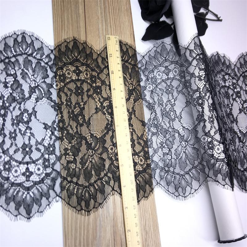 ( 4 Colors ) 3m x 22cm French Chantilly Lace, Non-stretch Eyelash Lace Trim for Bra, Underwear, Lingerie, Dress, Garment, Sewing & Crafting