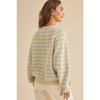 Women S Striped Crew Neck Loose Long Sleeve Knit Cardigan