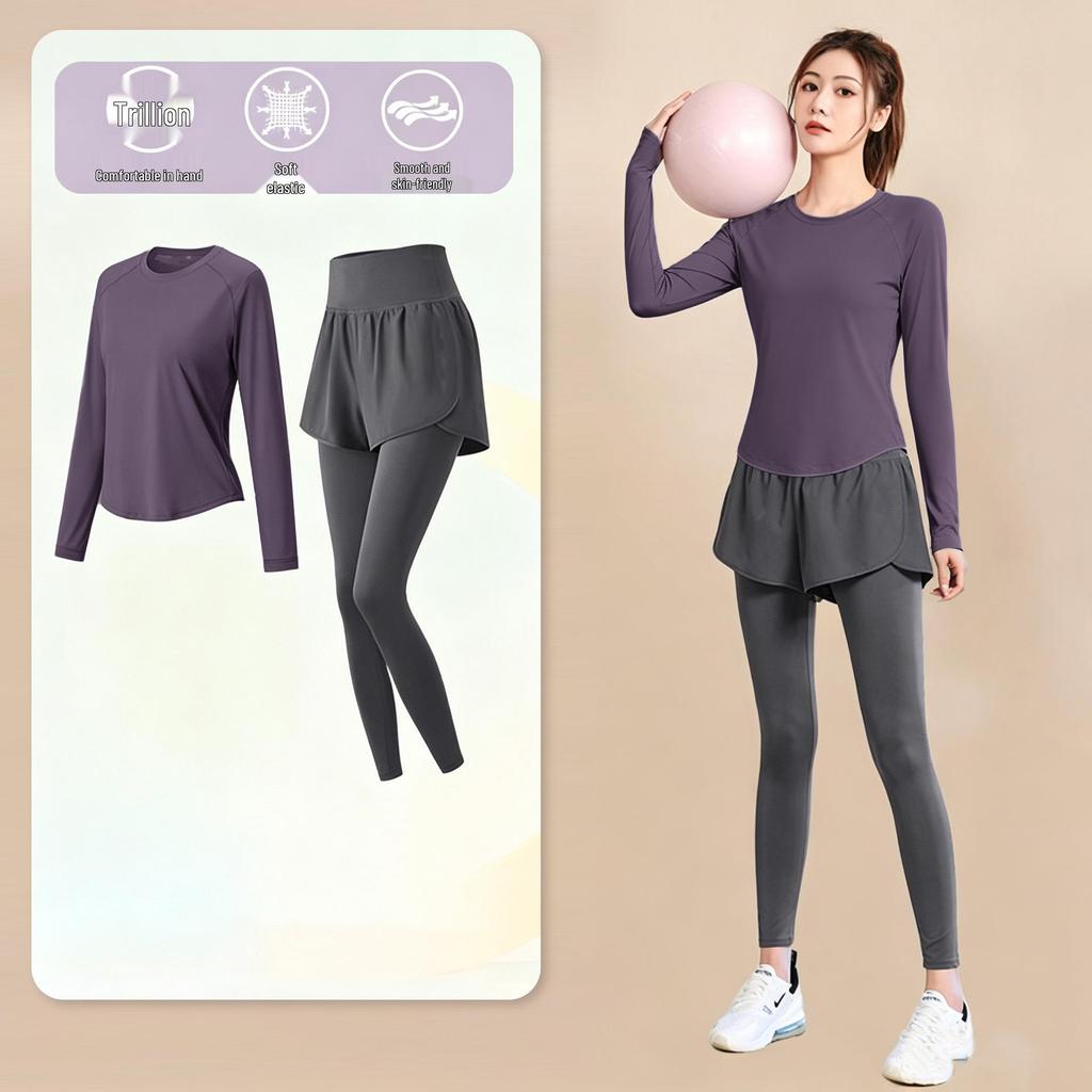 Women's High-End Short-Sleeve Sport T-Shirt & Fitness Set - Breathable, Quick-Drying Yoga and Running Wear
