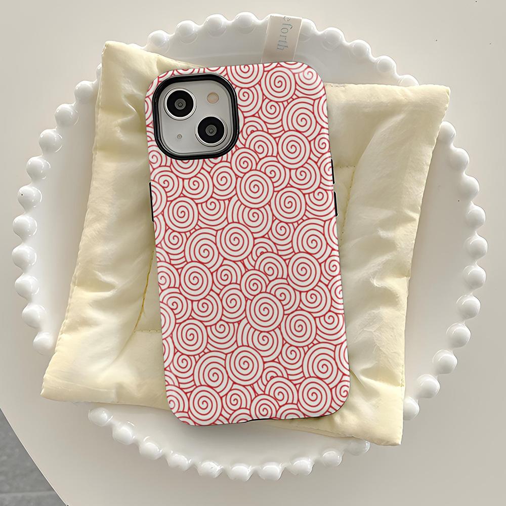 Simple Line Spiral Pattern Mobile Phone Case iPhone14 Matte Texture Two-in-one Film Case Apple 17 Magnetic Case